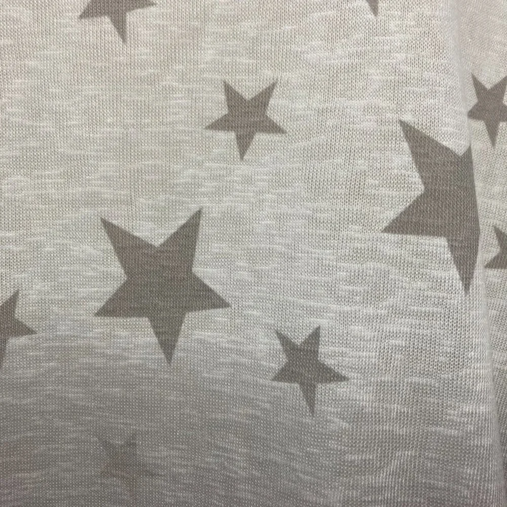 Vecceli Italy Knit Top Long Roll Tab Sleeve Two Tones Stars White High Low Hem - Picture 10 of 10